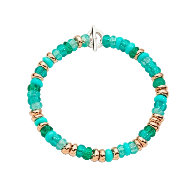 Bracelet Rondelle En Argent Doré & Plastique Recyclé