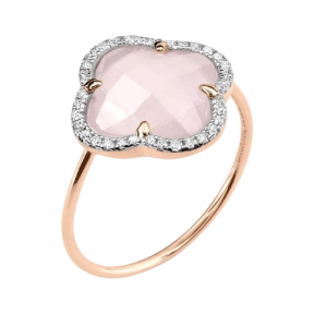 Bague Victoria Diamants, Quartz Rose Milky