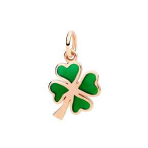 Pendentif trèfle à quatre feuilles or rose & email
